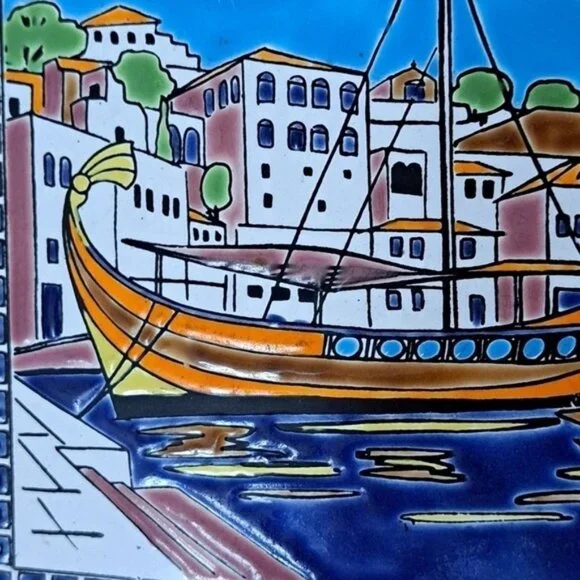 Vintage Philkeram Richards C Safarikas Hand Made Greece Ceramic Tile Decor - Picture 4 of 11